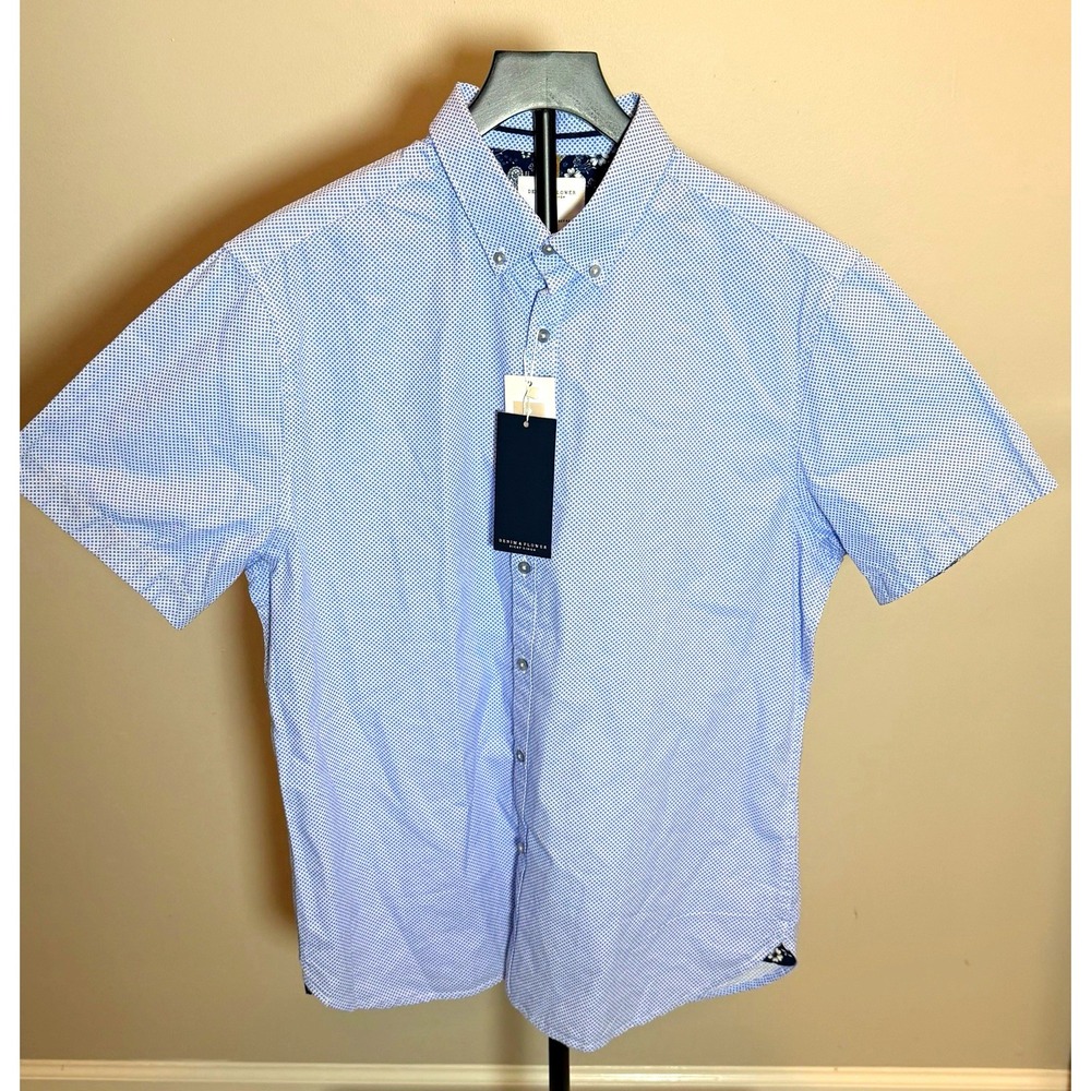 Denim & Flower Ricky Singh Short Sleeve Button-Down Geometric Shirt Men’s L